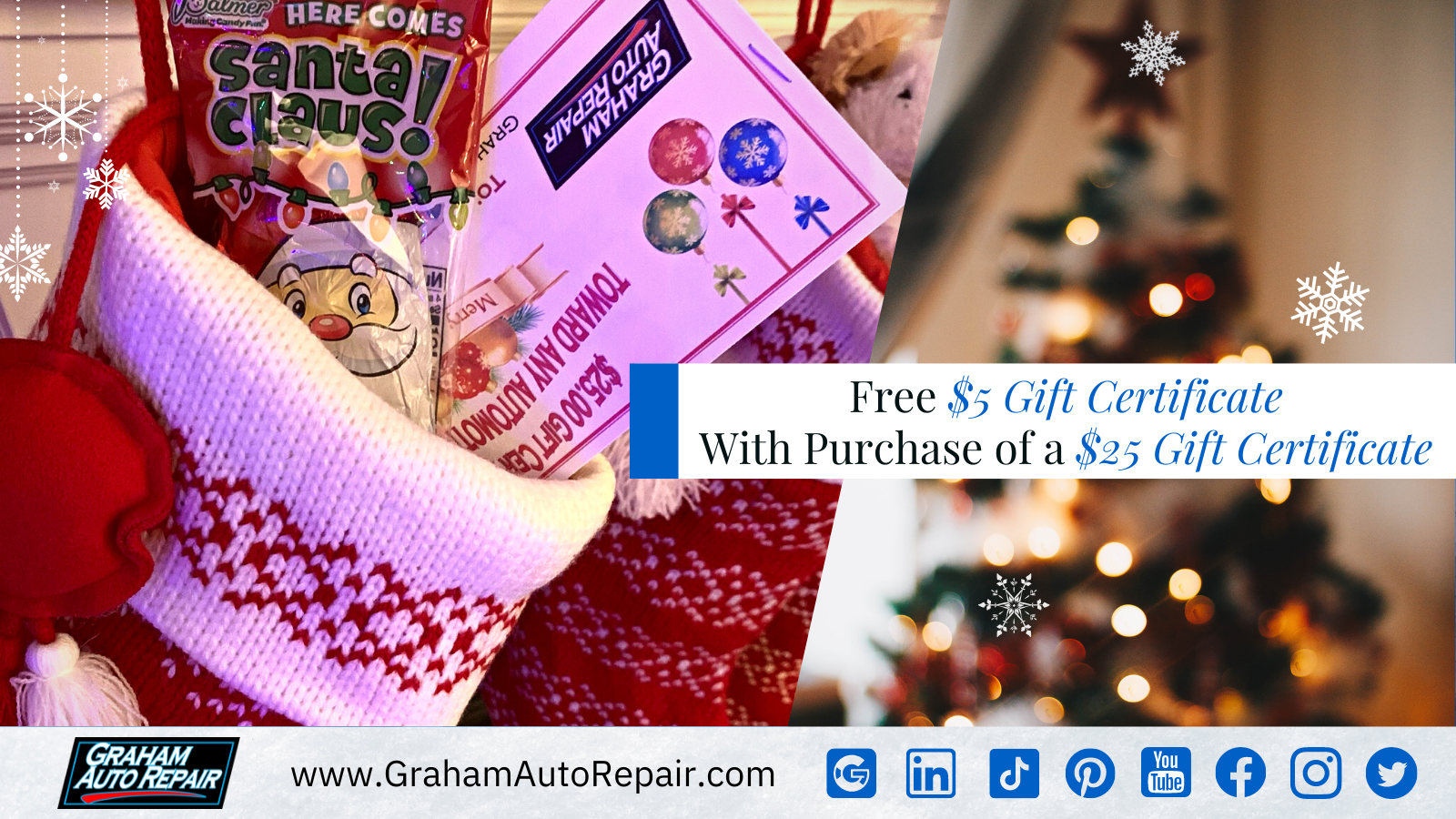 Free $5 Gift Certificate with Purchase of a $25 Gift Certificate at Graham Auto Repair